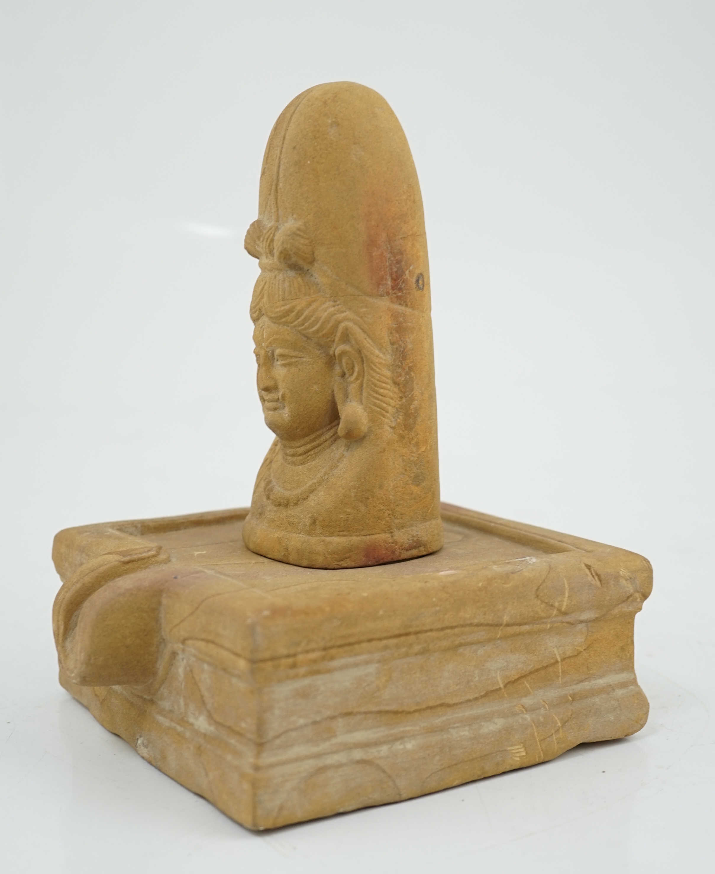 A sandstone Ekamukha Shiva Linga and Yoni, Northwest India, 7th/8th century A.D.